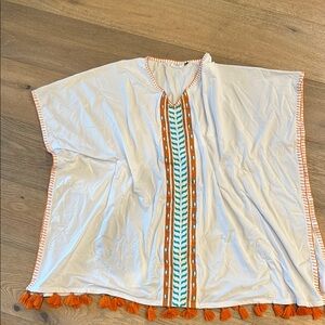 Cabana Life White and Orange Swim Coverup